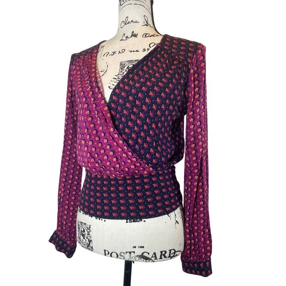 ANTHROPOLOGIE MAEVE BLOUSE WRAP LISA PUFFED SLEEVES SZ 2 FLORAL AESTHETIC V NECK - Picture 9 of 16